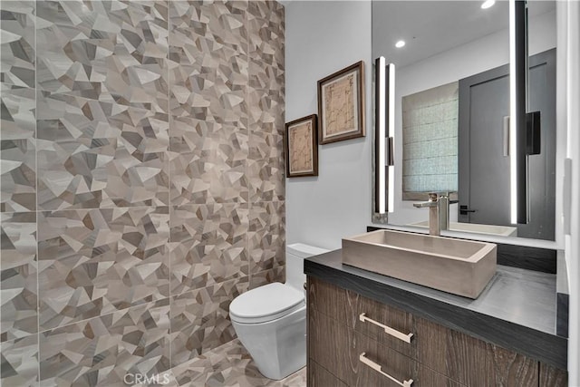 25057 Lewis And Clark Rd, Hidden Hills, CA 91302 - bathroom with vanity, toilet, and recessed lighting
