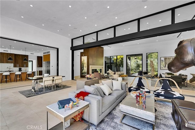 25057 Lewis And Clark Rd, Hidden Hills, CA 91302 - living room with a high ceiling and recessed lighting