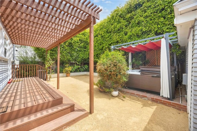 310 Hermosa, Long Beach, CA 90802 - deck featuring a hot tub, a fenced backyard, a patio area, and a pergola