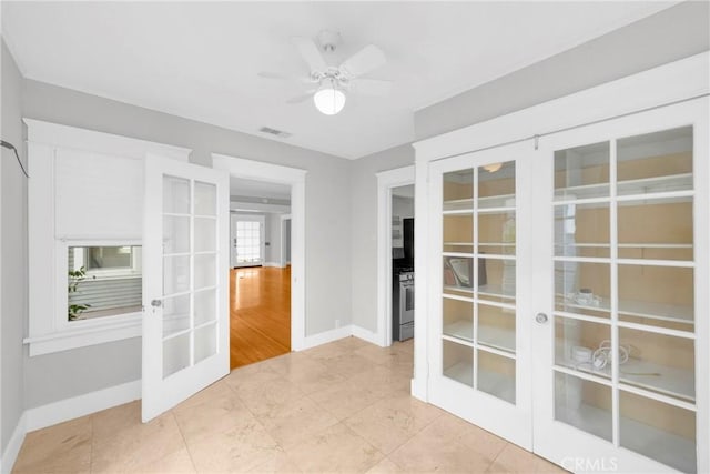 310 Hermosa, Long Beach, CA 90802 - spare room featuring french doors, ceiling fan, and light tile patterned floors