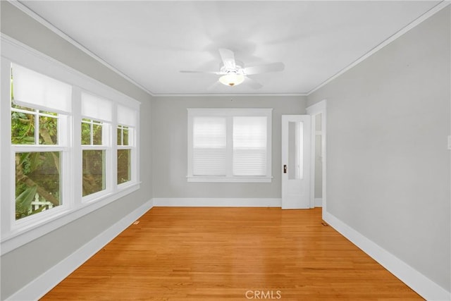 310 Hermosa, Long Beach, CA 90802 - spare room with light wood finished floors, a ceiling fan, crown molding, and baseboards