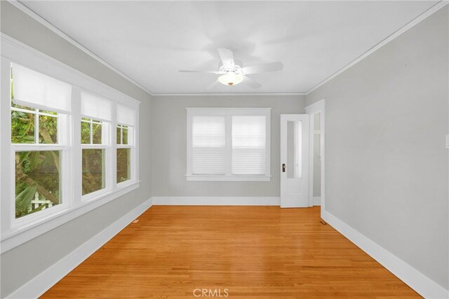 310 Hermosa, Long Beach, CA 90802 - empty room with light wood-type flooring, a ceiling fan, and ornamental molding