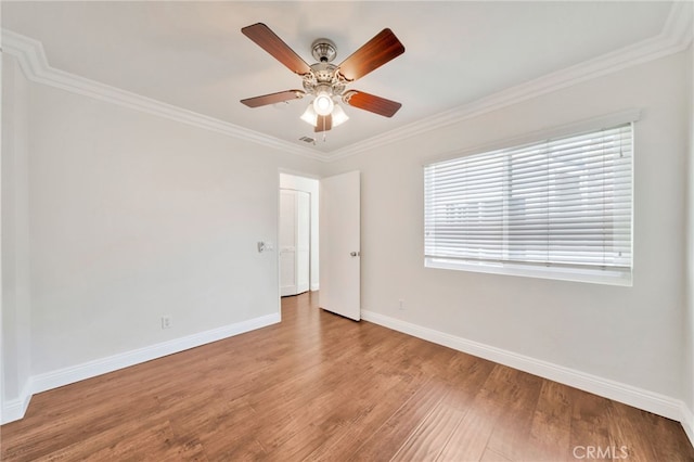 6211 Newhaven Ct Unit 128, Yorba Linda, CA 92887 - unfurnished room featuring baseboards, wood finished floors, ornamental molding, and ceiling fan