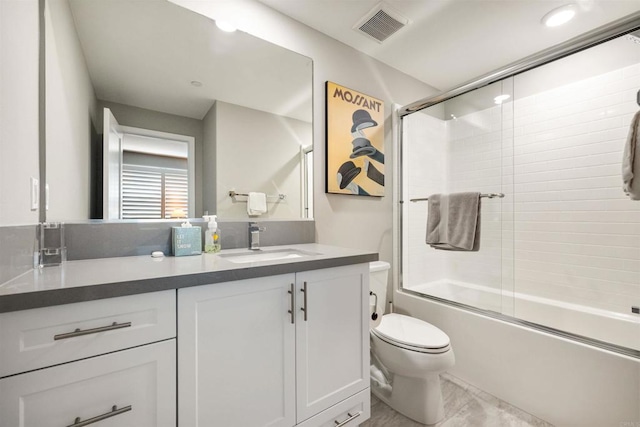 2896 Via Alta Pl, San Diego, CA 92108 - bathroom featuring vanity, toilet, and shower / bath combination with glass door