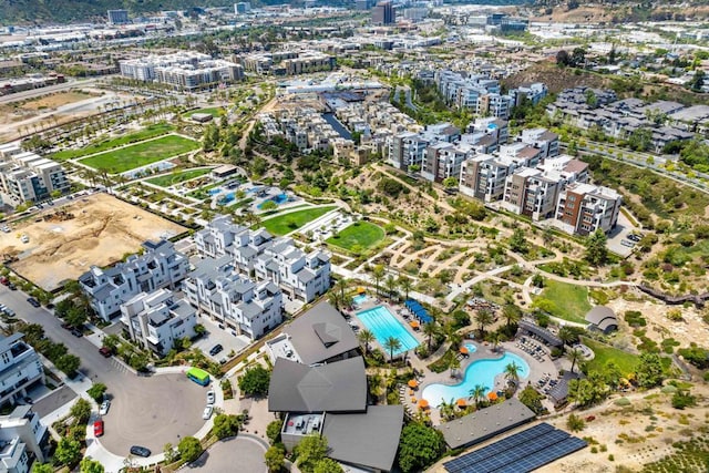 2896 Via Alta Pl, San Diego, CA 92108 - aerial view of property's location with a pool and nearby urban area