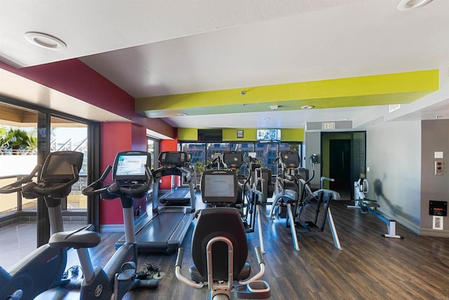 200 Harbor Dr Unit 1502, San Diego, CA 92101 - gym featuring baseboards and wood finished floors