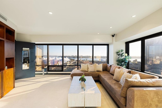 200 Harbor Dr Unit 1502, San Diego, CA 92101 - living area with light carpet and recessed lighting