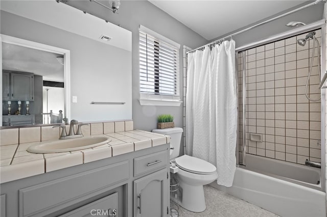 7209 Copper Creek Way, Bakersfield, CA 93308 - bathroom featuring toilet, vanity, and shower / bathtub combination with curtain