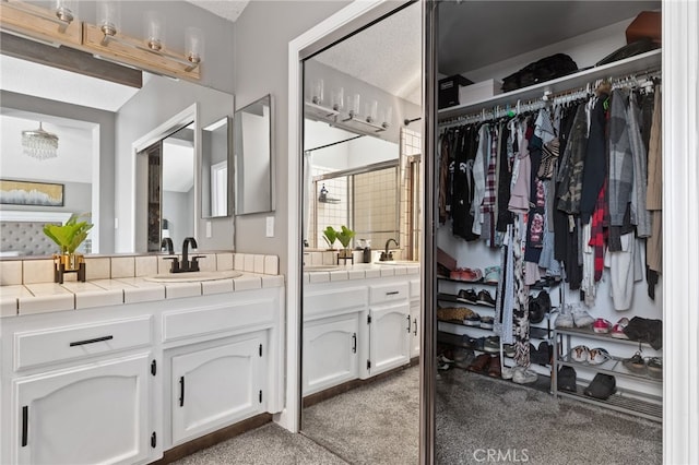 7209 Copper Creek Way, Bakersfield, CA 93308 - full bathroom with vanity, a shower stall, and a spacious closet