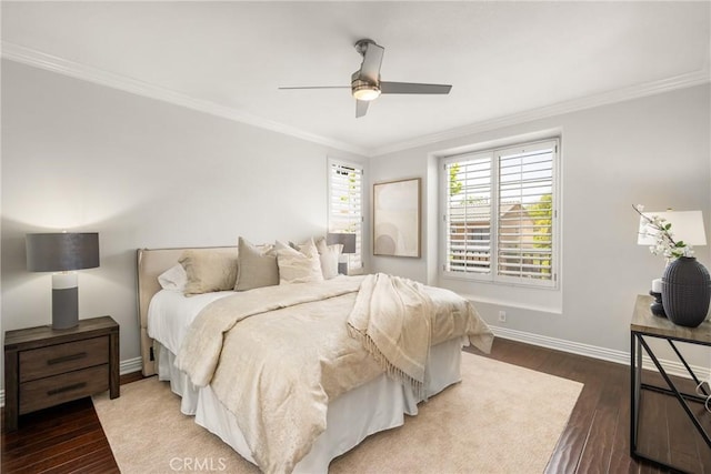 10108 Marchant Ave, Tustin, CA 92782 - bedroom featuring crown molding, wood finished floors, baseboards, and ceiling fan
