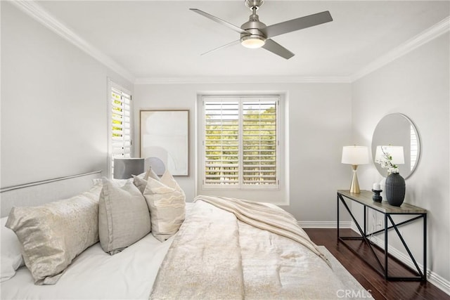10108 Marchant Ave, Tustin, CA 92782 - bedroom with wood finished floors, ornamental molding, baseboards, and ceiling fan