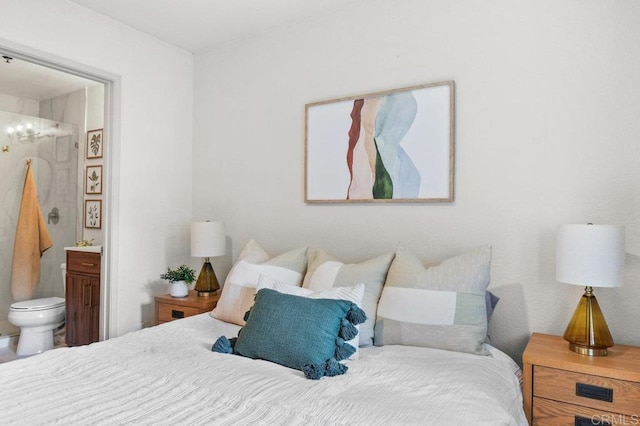 5377 Lake Murray Blvd, La Mesa, CA 91942 - bedroom featuring a chandelier and ensuite bath