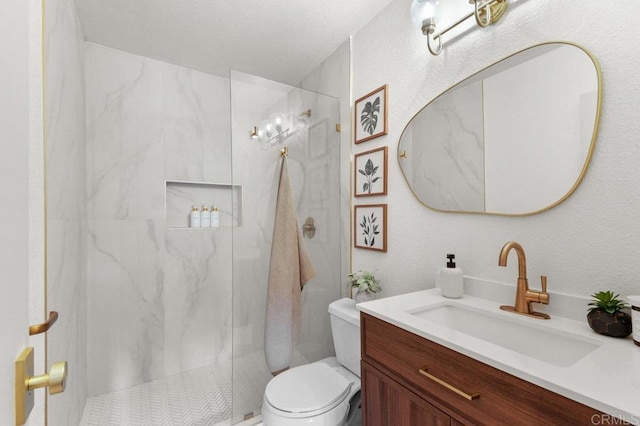 5377 Lake Murray Blvd, La Mesa, CA 91942 - bathroom featuring vanity, toilet, and a marble finish shower