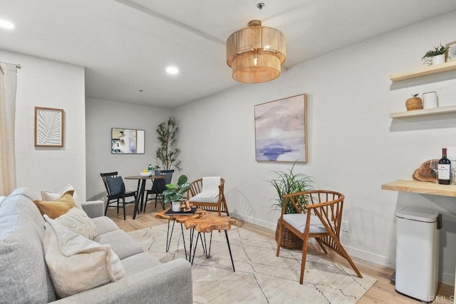 5377 Lake Murray Blvd, La Mesa, CA 91942 - living room featuring light wood finished floors, recessed lighting, and baseboards