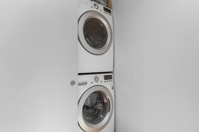 5377 Lake Murray Blvd, La Mesa, CA 91942 - laundry room with stacked washer / drying machine