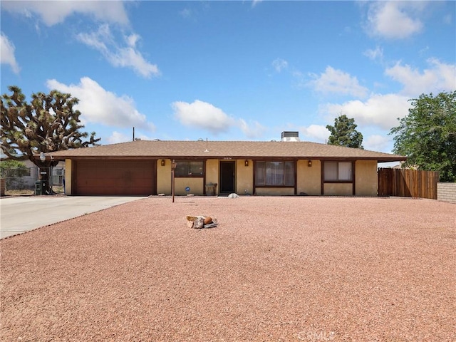 20654 Ottawa Rd, Apple Valley, CA 92308 - single story home with concrete driveway, an attached garage, and stucco siding