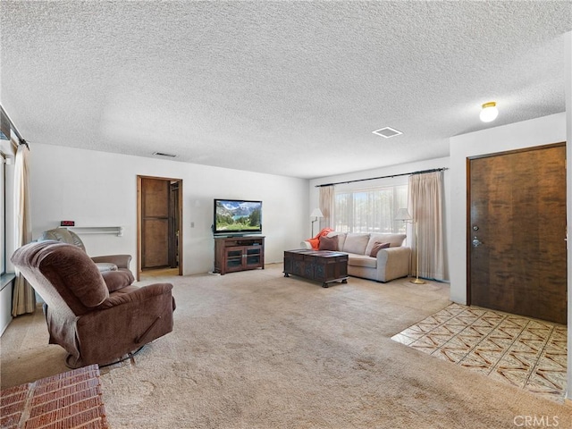 20654 Ottawa Rd, Apple Valley, CA 92308 - carpeted living area featuring a textured ceiling