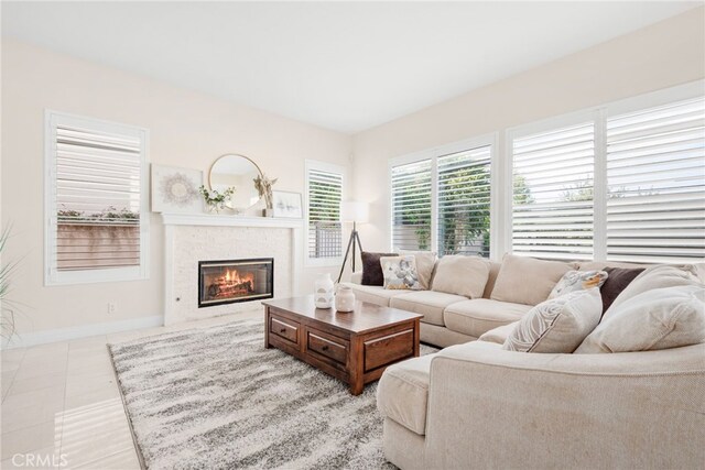 18559 Stonegate Ln, Rowland Heights, CA 91748 - tiled living area with a glass covered fireplace and baseboards