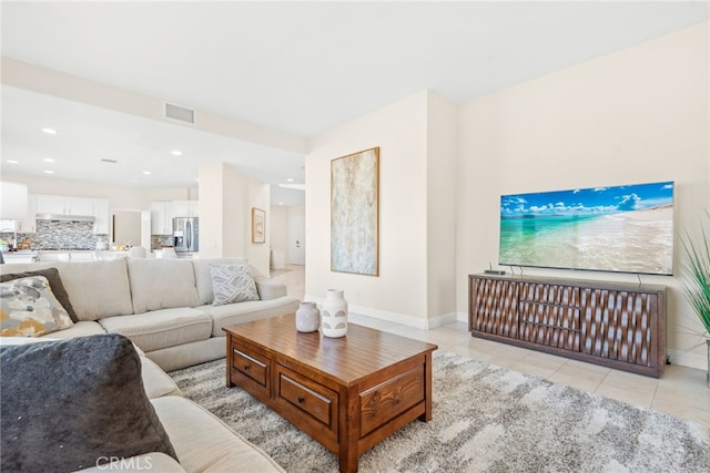 18559 Stonegate Ln, Rowland Heights, CA 91748 - living room with light tile patterned floors, baseboards, and recessed lighting