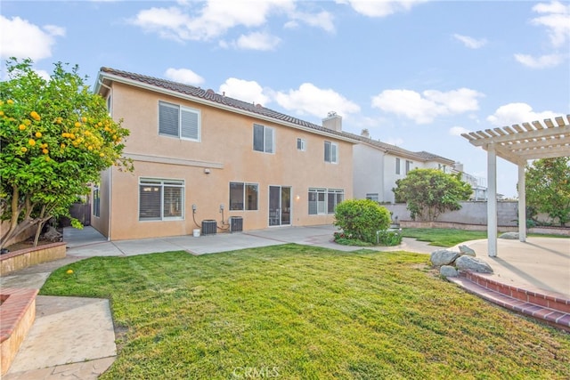18559 Stonegate Ln, Rowland Heights, CA 91748 - back of house with a patio, a pergola, stucco siding, and central AC