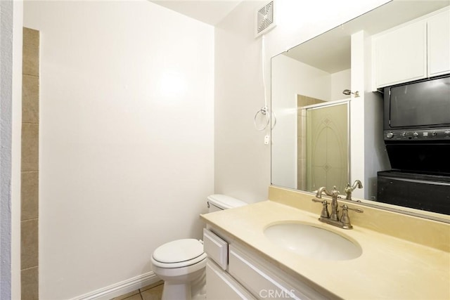 10149 Commerce Ave Unit 8, Tujunga, CA 91042 - full bath featuring toilet, a shower with shower door, vanity, and tile patterned floors