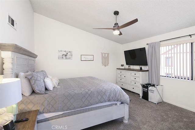 821 S Cerritos Ave Unit 17, Azusa, CA 91702 - bedroom featuring lofted ceiling, carpet flooring, a textured ceiling, ceiling fan, and baseboards