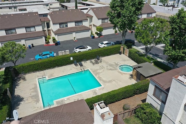 821 S Cerritos Ave Unit 17, Azusa, CA 91702 - aerial perspective of suburban area featuring a pool