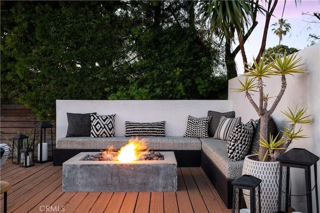 292 Bowling Green Dr, Costa Mesa, CA 92626 - deck featuring an outdoor living space with a fire pit