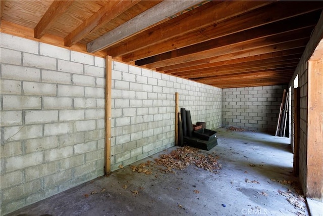 9091 Mountain View Dr, Forest Falls, CA 92339 - unfinished below grade area featuring concrete block wall
