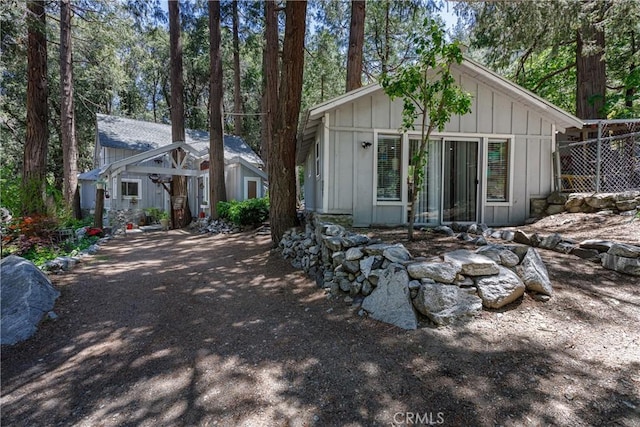 9091 Mountain View Dr, Forest Falls, CA 92339 - view of front of house with board and batten siding