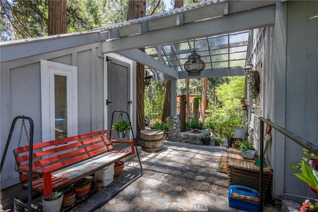 9091 Mountain View Dr, Forest Falls, CA 92339 - view of patio featuring an outdoor structure