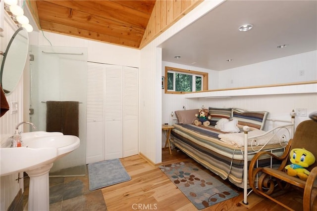 9091 Mountain View Dr, Forest Falls, CA 92339 - bedroom featuring a closet and wood finished floors