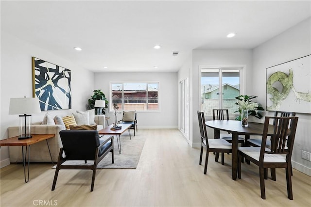 12632 Halcourt Ave, Norwalk, CA 90650 - dining room featuring light wood-style flooring, baseboards, and recessed lighting
