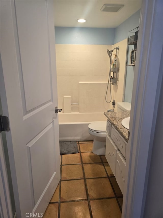 28151 Montecito Unit 36, Laguna Niguel, CA 92677 - bathroom featuring vanity, toilet, tile patterned flooring, and  shower combination