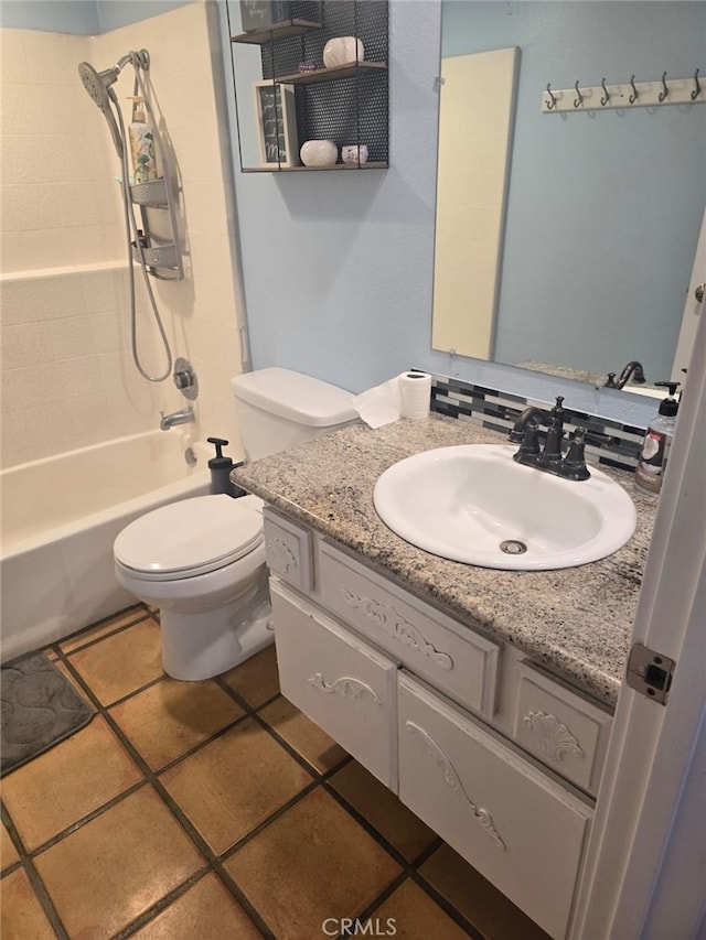 28151 Montecito Unit 36, Laguna Niguel, CA 92677 - bathroom featuring vanity, bathing tub / shower combination, toilet, and tile patterned floors