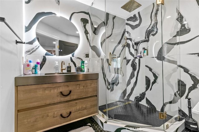 2223 Flintridge Dr, Glendale, CA 91206 - detailed view of vanity and a marble finish shower