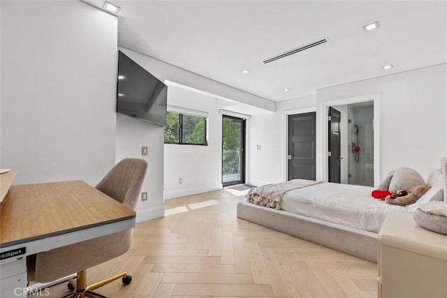 2223 Flintridge Dr, Glendale, CA 91206 - bedroom with access to exterior, baseboards, and recessed lighting