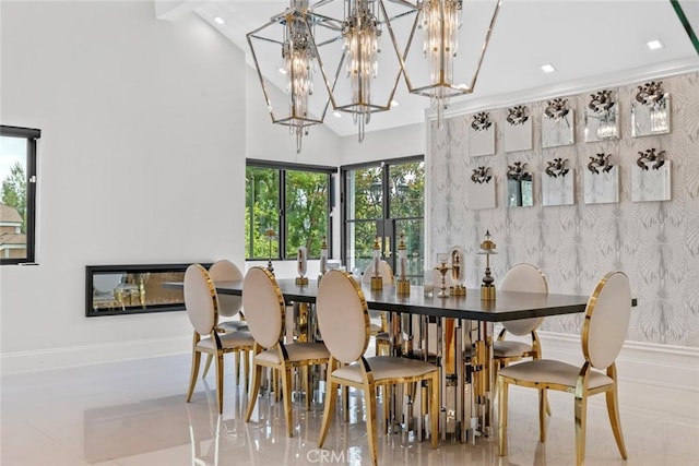 2223 Flintridge Dr, Glendale, CA 91206 - dining area featuring recessed lighting, baseboards, and lofted ceiling