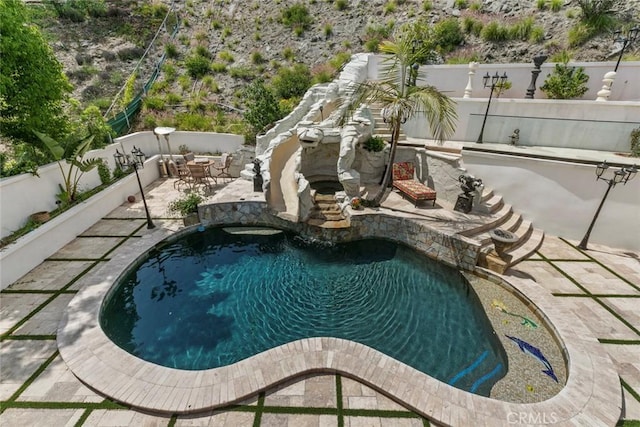 2223 Flintridge Dr, Glendale, CA 91206 - view of swimming pool with a patio area and a fenced backyard