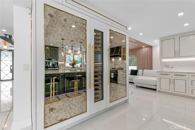 2223 Flintridge Dr, Glendale, CA 91206 - entryway featuring light tile patterned floors and recessed lighting