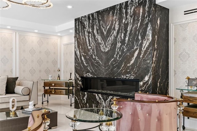 2223 Flintridge Dr, Glendale, CA 91206 - building lobby with recessed lighting and wallpapered walls