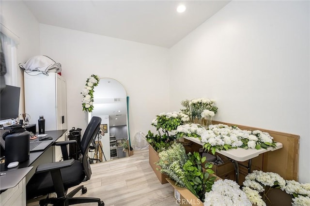 2233 Martin Unit 411, Irvine, CA 92612 - office area with light wood-style flooring and recessed lighting
