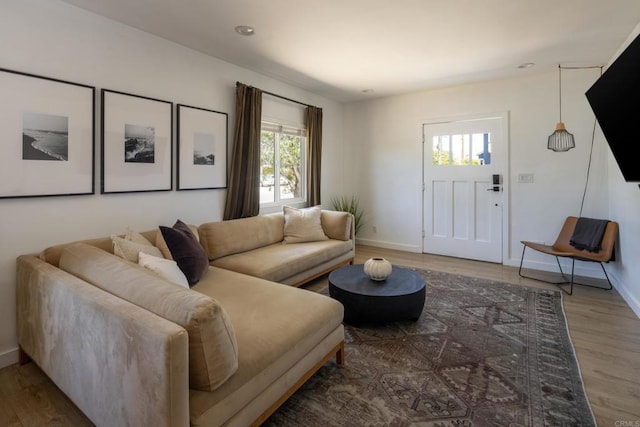 1958 Edgemont St, San Diego, CA 92102 - living area featuring wood finished floors and baseboards