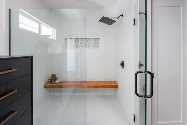 1958 Edgemont St, San Diego, CA 92102 - bathroom featuring a stall shower, tile patterned flooring, and vanity