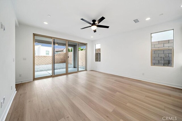 35806 Mccarthy St, Palm Desert, CA 92211 - empty room featuring a ceiling fan, light wood-type flooring, recessed lighting, and baseboards