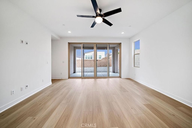 35806 Mccarthy St, Palm Desert, CA 92211 - empty room featuring ceiling fan, light wood-style floors, baseboards, and recessed lighting