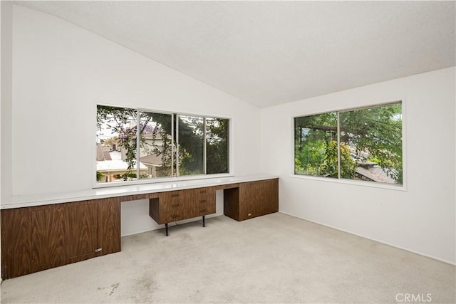 390 Peralta Ave, Long Beach, CA 90803 - unfurnished office with built in desk, carpet, and vaulted ceiling