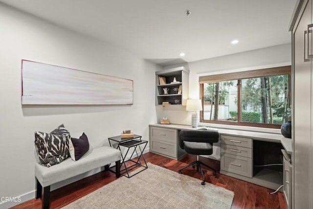 1000 E California Blvd Unit 108, Pasadena, CA 91106 - office with built in desk, dark wood-style flooring, and recessed lighting