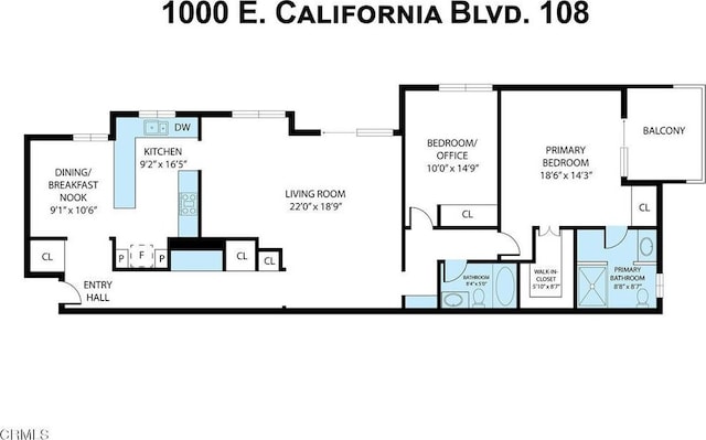 1000 E California Blvd Unit 108, Pasadena, CA 91106 - property floor plan