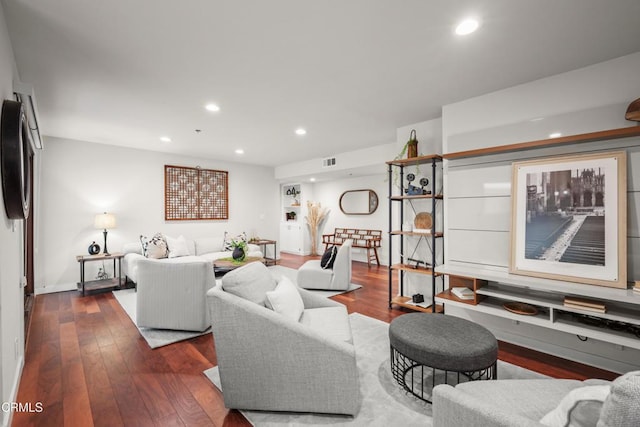 1000 E California Blvd Unit 108, Pasadena, CA 91106 - living area featuring dark wood-style flooring and recessed lighting